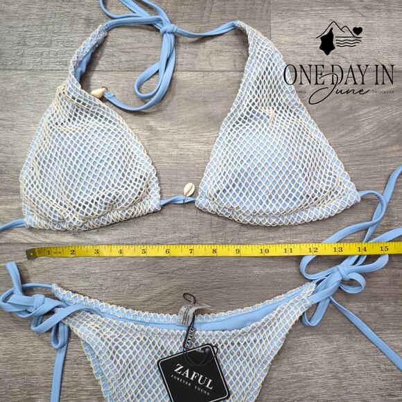 Zaful High Cut Tie Side Tie Back Bikini Swimsuit Size M - Picture 5 of 7